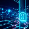 AIシステムの安全性を象徴する抽象的なデジタルネットワークとセキュリティノードの概念図